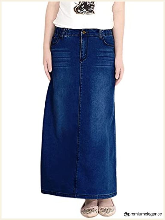Dresses & Skirts - Women's Maxi Denim Skirt A-Line High Waist 5 Pocket Casual